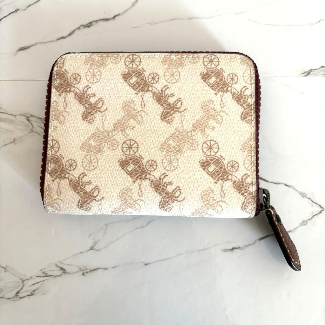 極美品⭐︎COACH コーチ⭐︎馬車デザイン 二つ折り財布 ベージュ×ブラウン