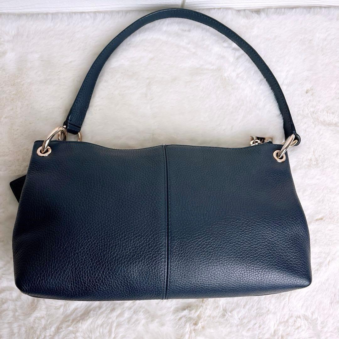 極美品☆COACHコーチ 2wayショルダーカメラバッグ ネイビー シボ革