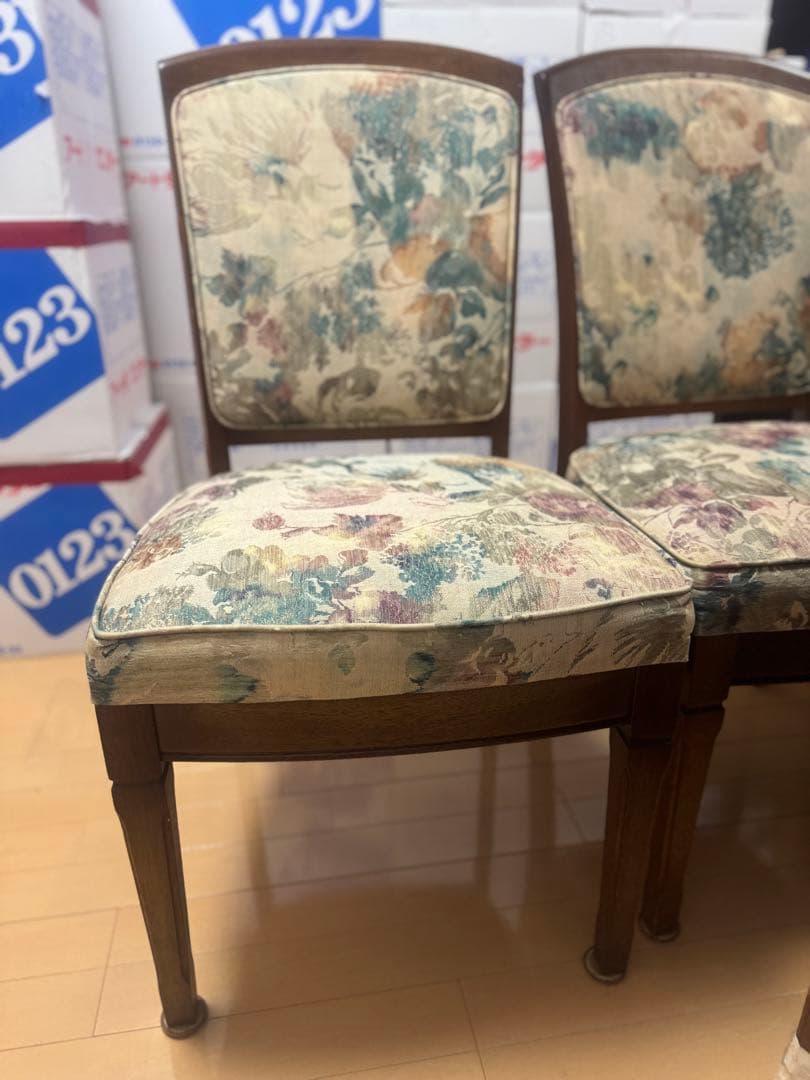 マルニモッコウ　地中海シリーズ　木製楕円形テーブル　花柄椅子4脚セット