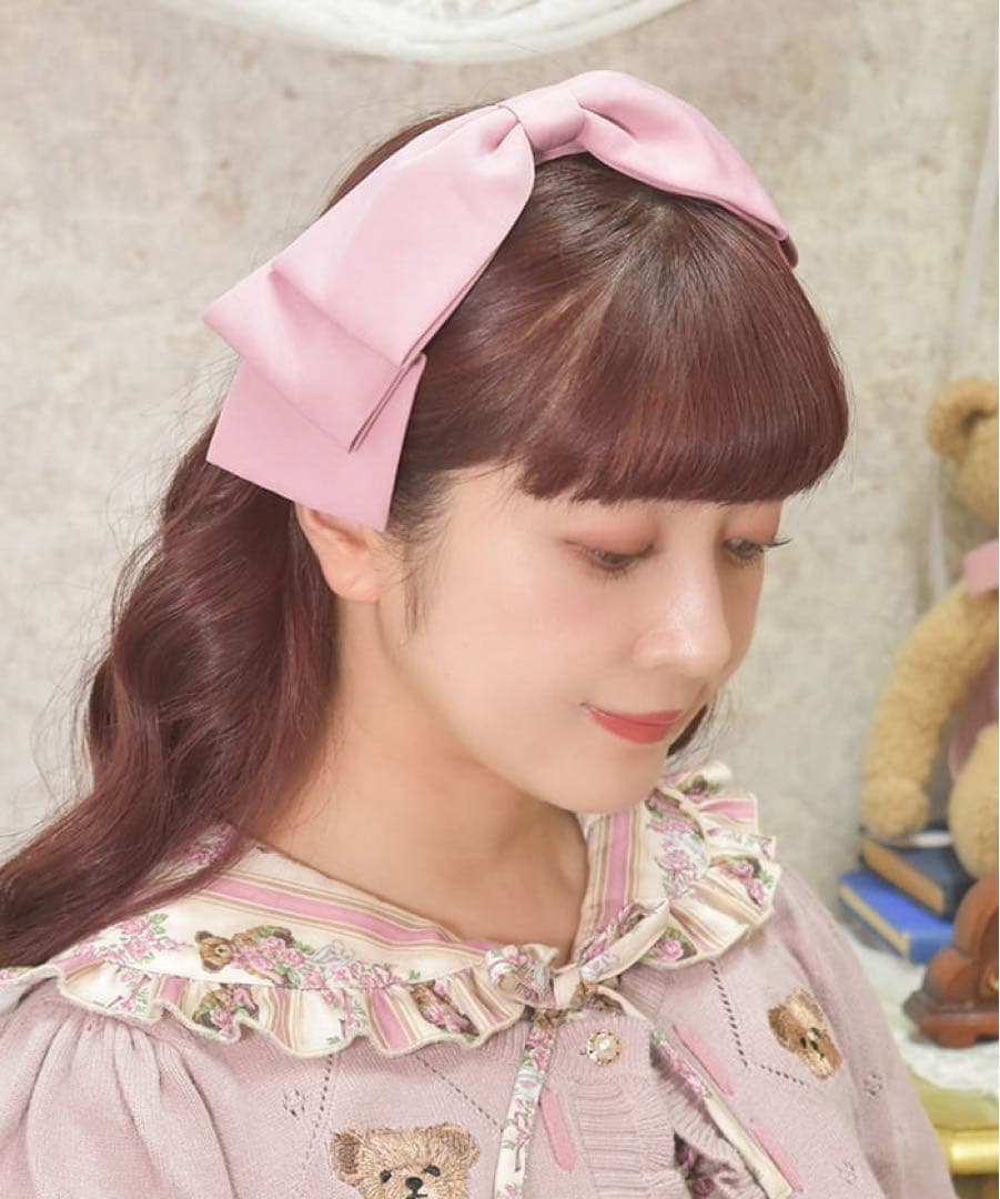 axes femme kawaii青木美沙子 斜めリボンカチューシャ ピンク新品