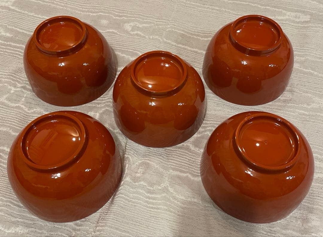 お雑煮用 新品‼️多用椀揃え 洗 朱色 漆器 5個 高さ約8.5 直径13.5