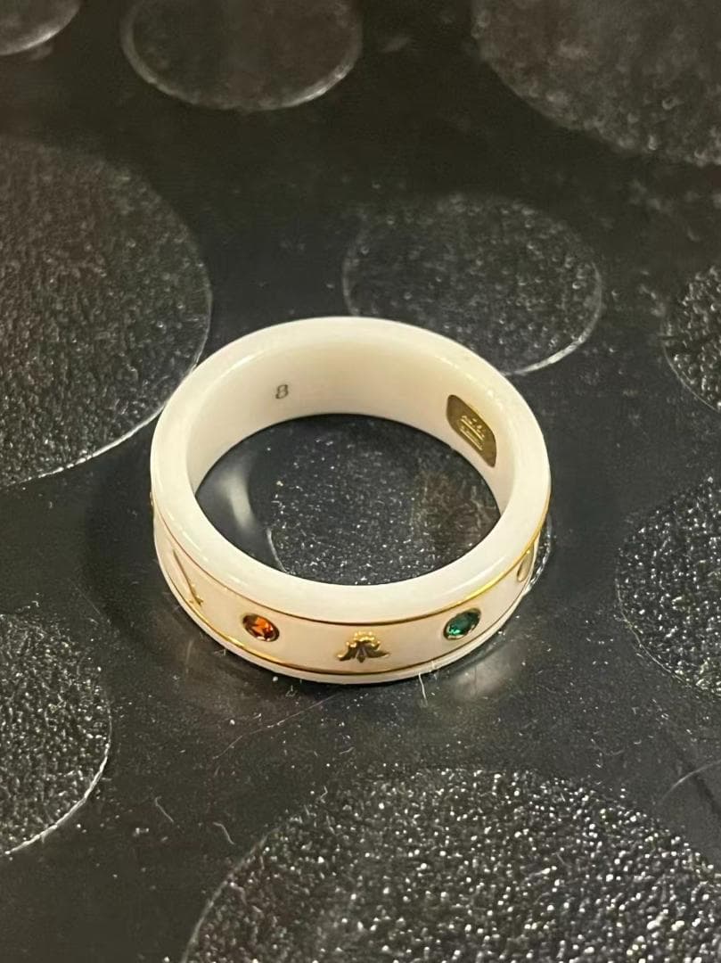 て*ち様 GUCCI グッチ メンズ 指輪 リング セラミック調 直径約18mm