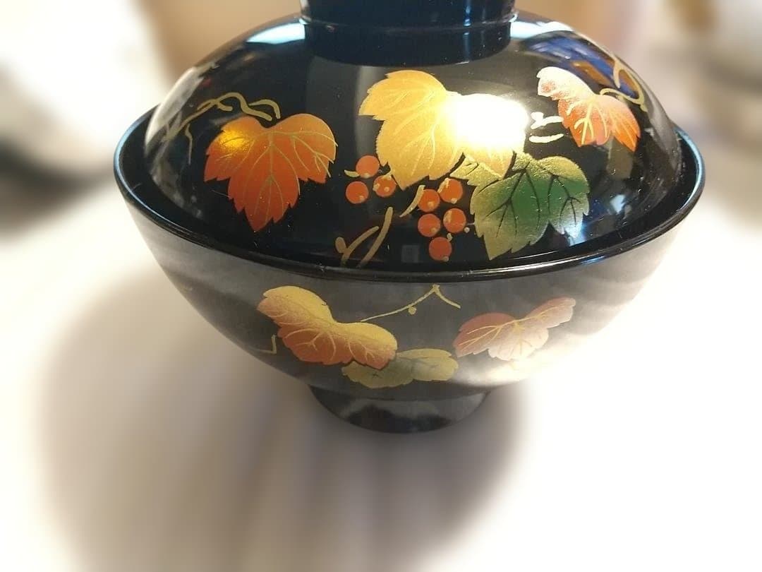 ◆蓋付き汁椀　お吸い物椀　雑煮椀　会津塗　5客　未使用品