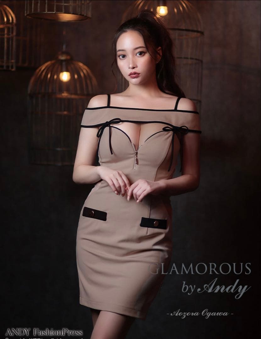 Sugar ドレス シュガー アンディ オフショル ベージュドレス Mサイズ