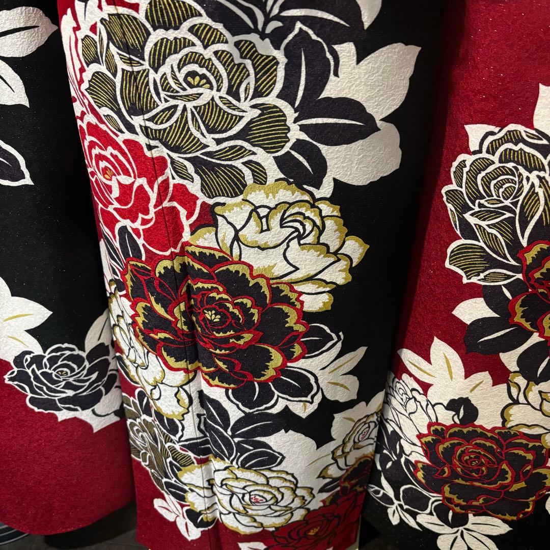 美品　銀通し　染分け　薔薇　金彩　逸品　振袖　フルセット 振り袖