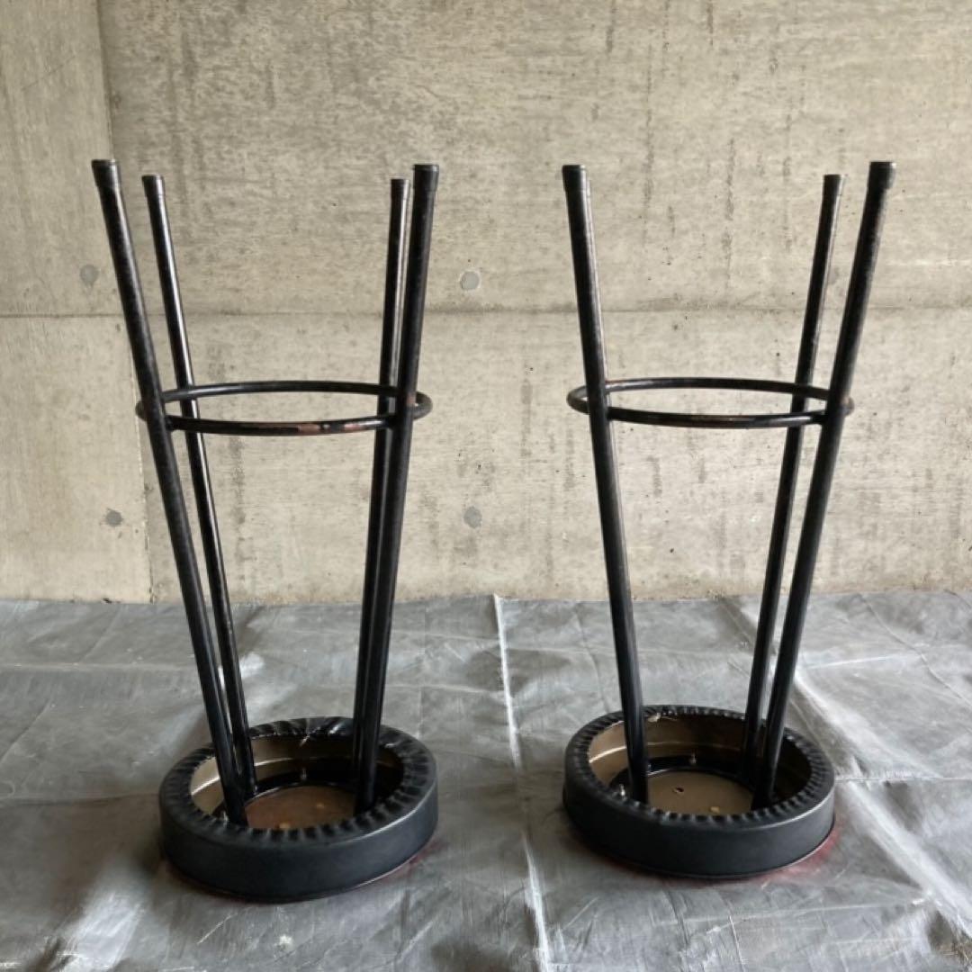 ハイスツール 丸椅子 チェア 鉄脚 アイアン 食堂 赤黒 2脚 ポップ レトロ