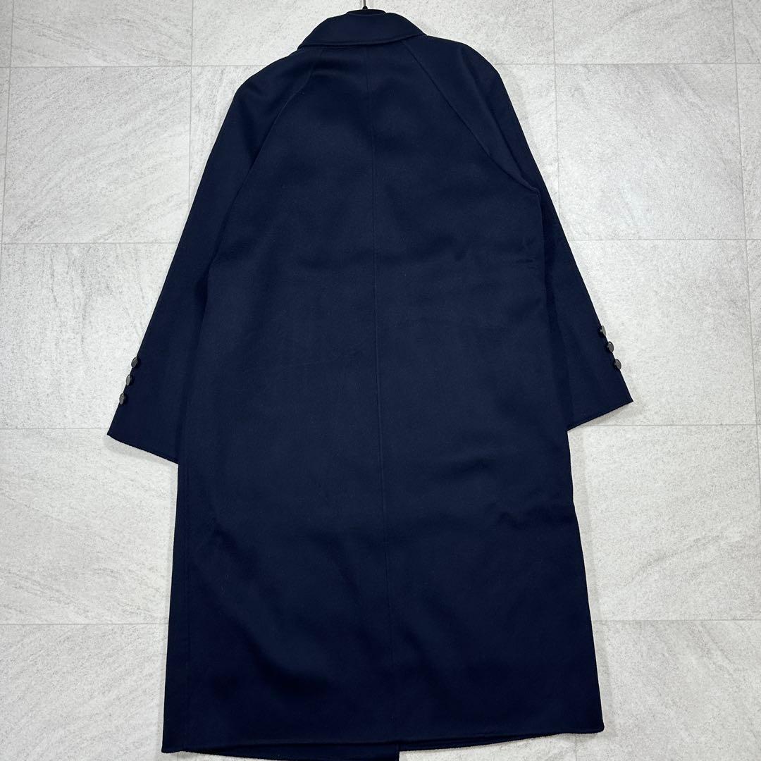 【Cremona】カシミヤ100% ダブル ロングコート 裏地総柄 紺 9