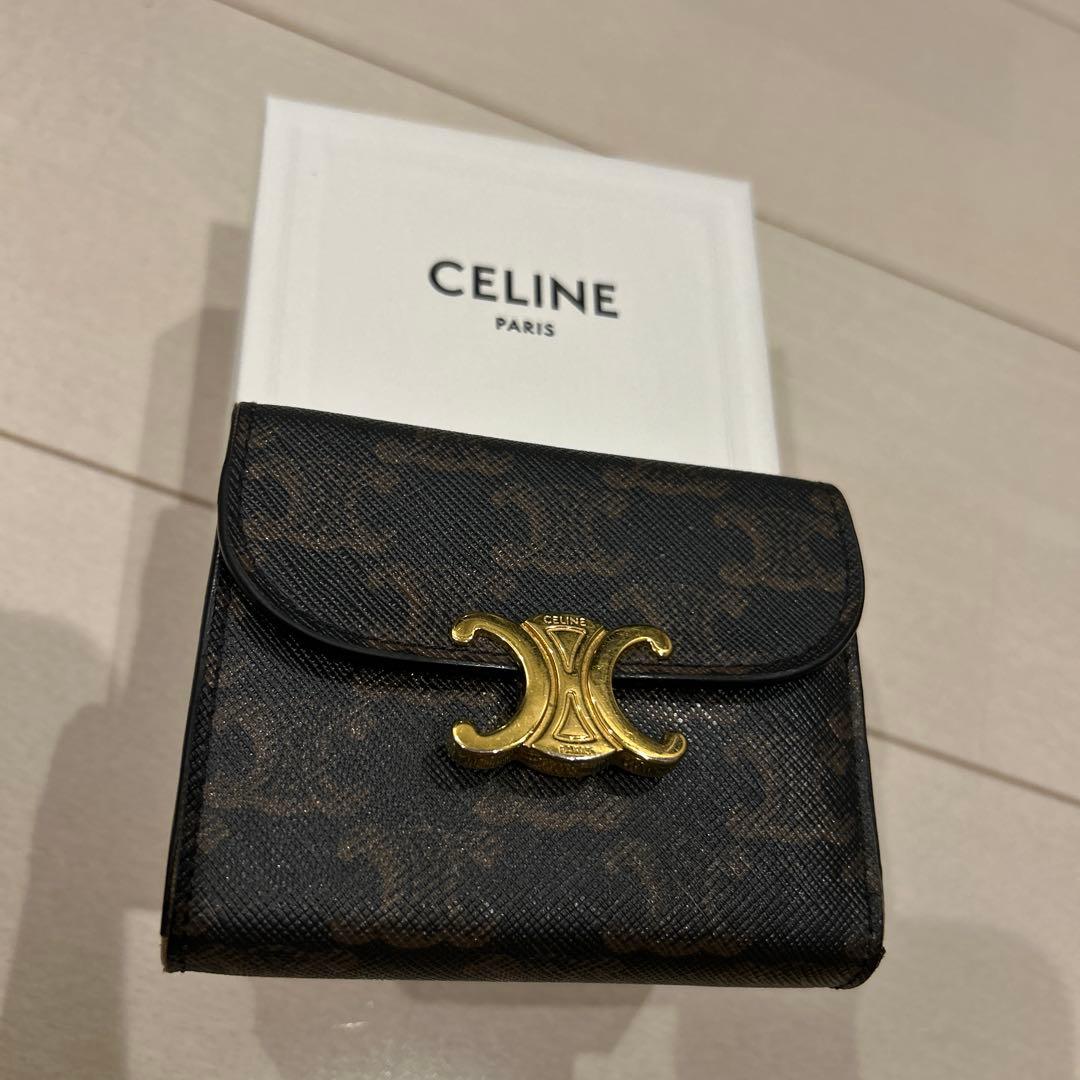 CELINE セリーヌ マカダム 総柄 トリオンフ 三つ折り財布