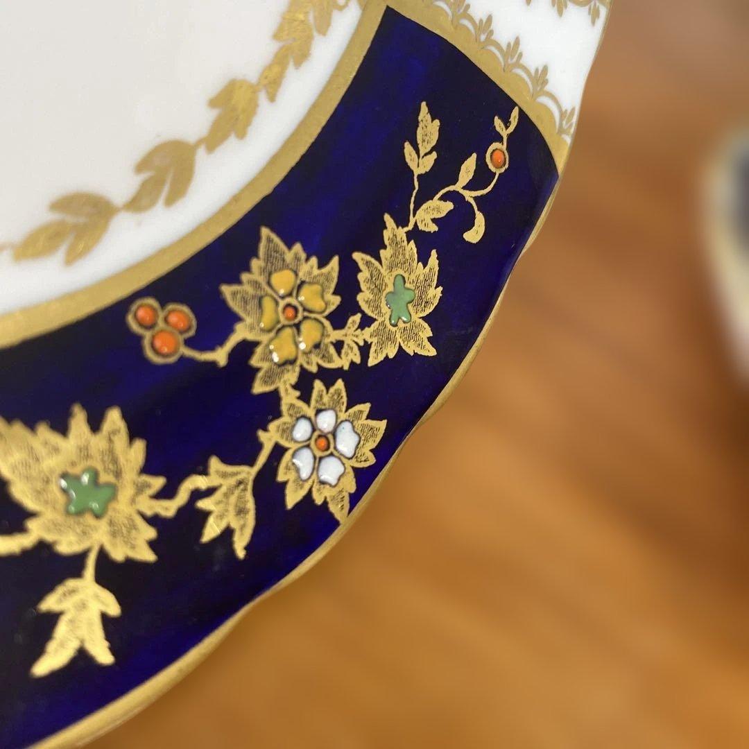 タスカン　コバルトブルー　エナメルペイント　金箔装飾　ティーセット　トリオ4点