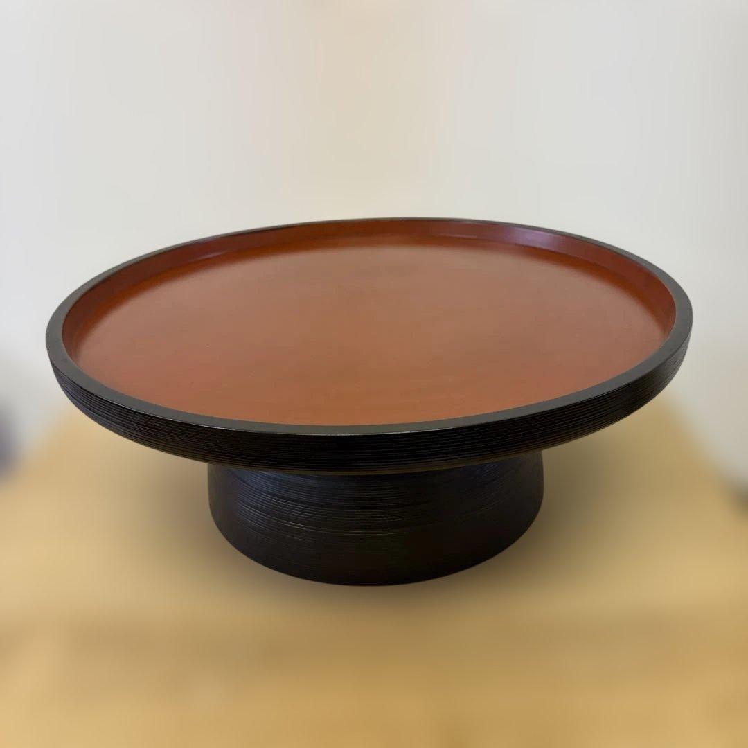 漆工房　大島　天然木　うるし塗　高脚卓盆 ④