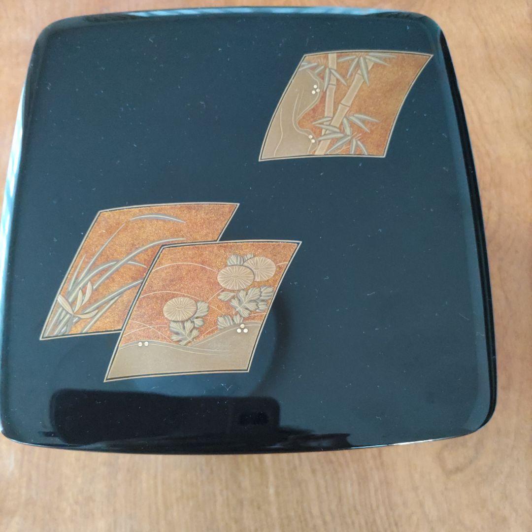漆器 輪島塗重箱 4段 木箱付