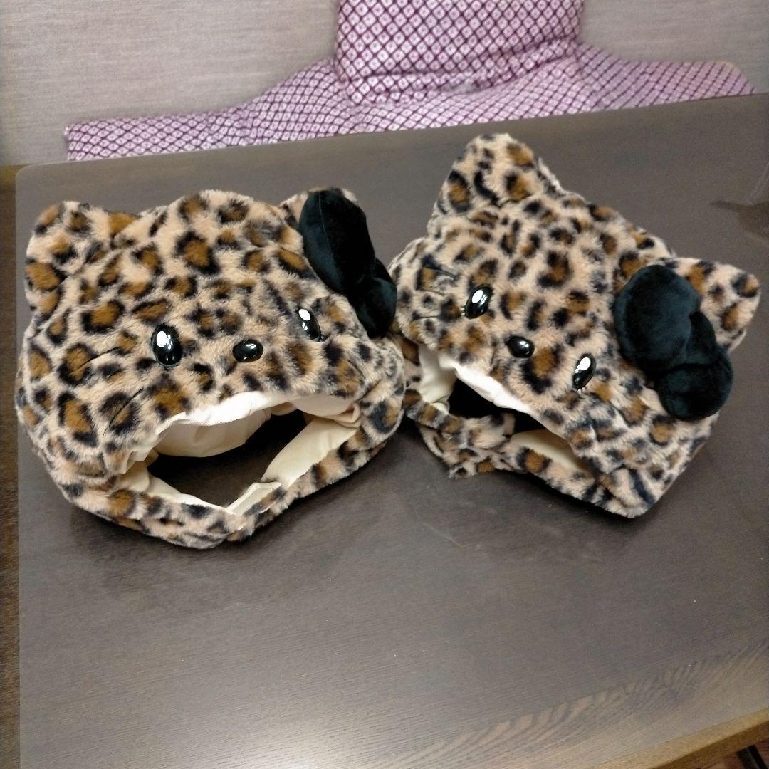 USJ キティ　ヒョウ柄　ぬいぐるみハット