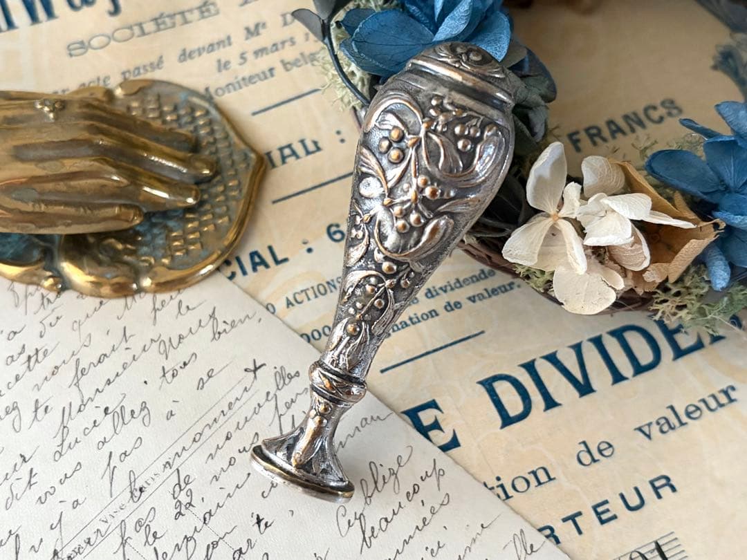 フランスアンティーク シーリングスタンプ ヤドリギ シルバープレート