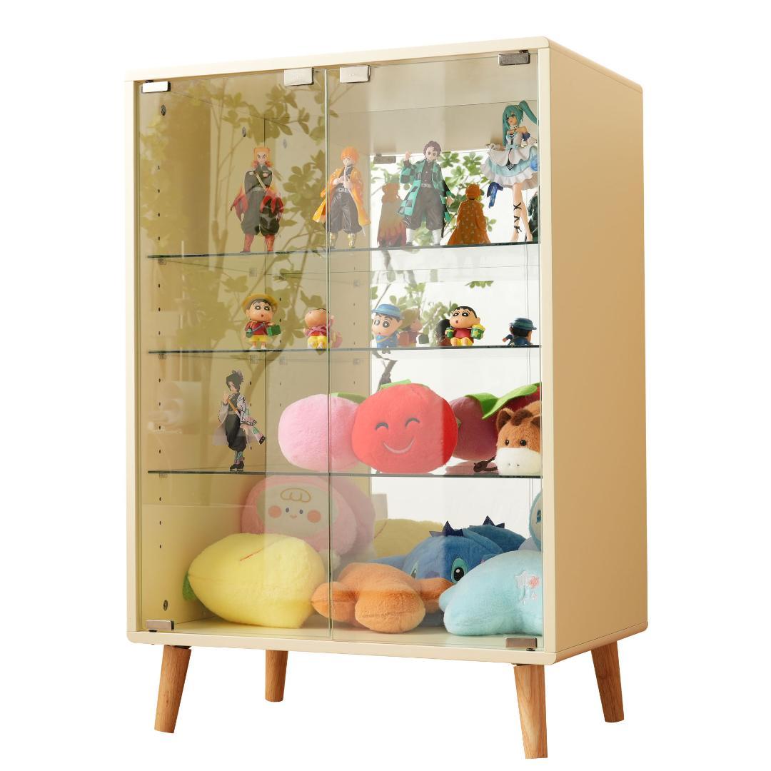 【ベージュ】4段 コレクションケース コレクションシェルフ 高調節可能