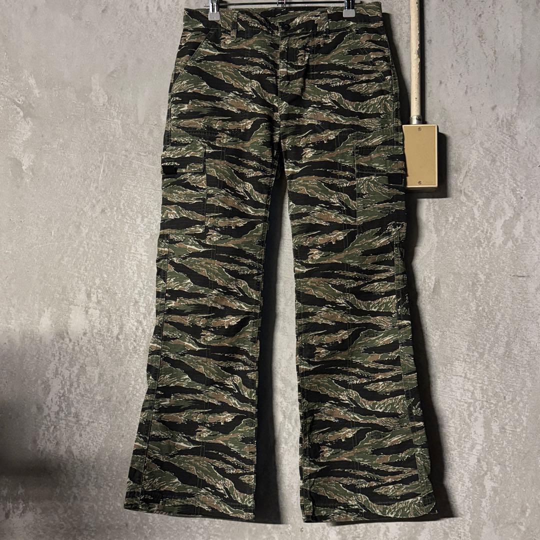 レディース X-girl エックスガール タイガーストライプカモパンツ 軍パン