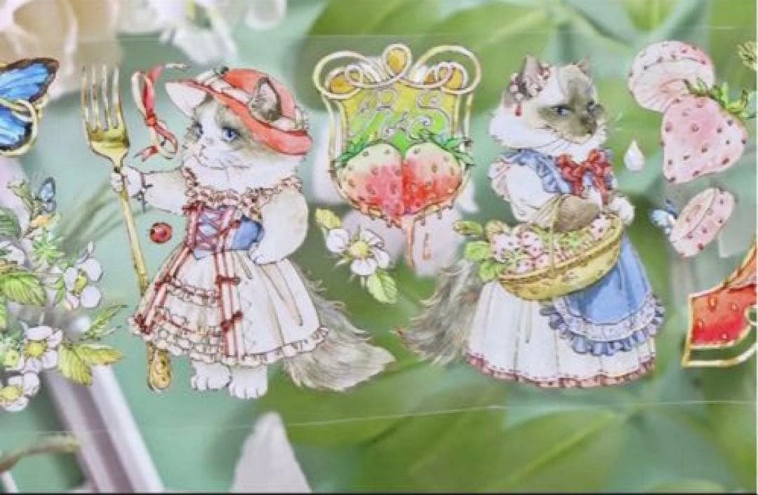 贝壳光 6.5cm×10m 布偶庄园 海外マスキングテープ　海外マステ　ネコ