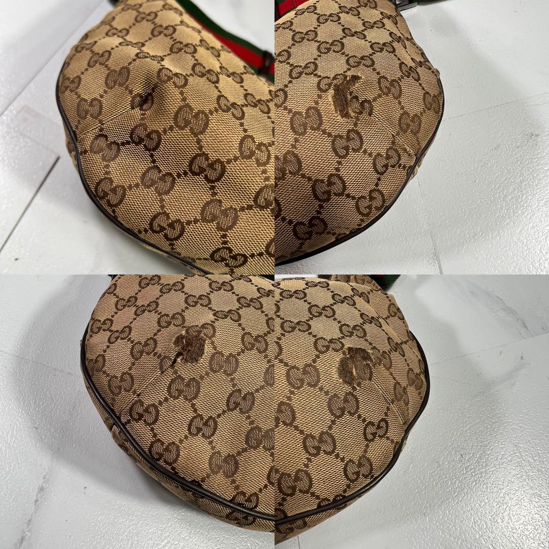 GUCCI グッチ シェリーライン ショルダーバッグ ハーフムーン型 GG柄