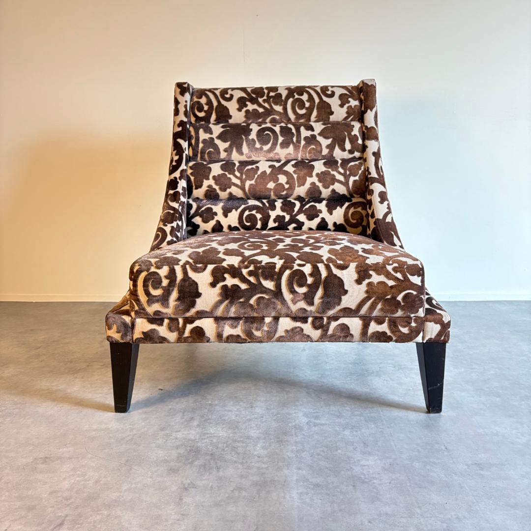 ヴィンテージ ハイバック ラウンジチェア ファブリック×総柄