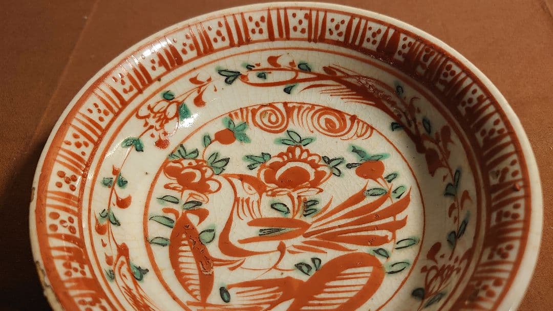 呉須赤絵　赤絵　春日山窯　木米　古玩　中国美術　アンティーク赤絵　蔵出し　１客