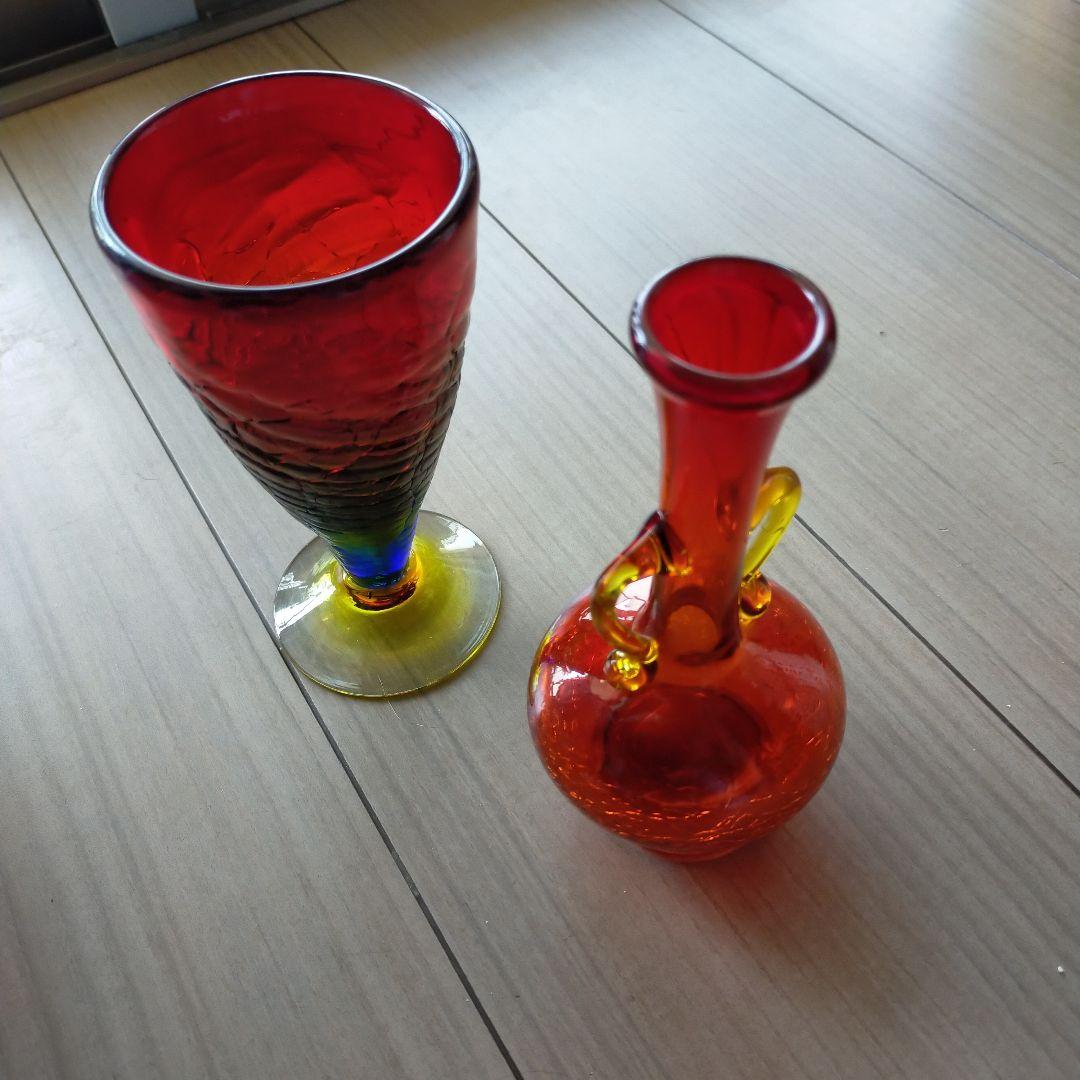 沖縄琉球ガラス　一輪挿し&ビアグラス