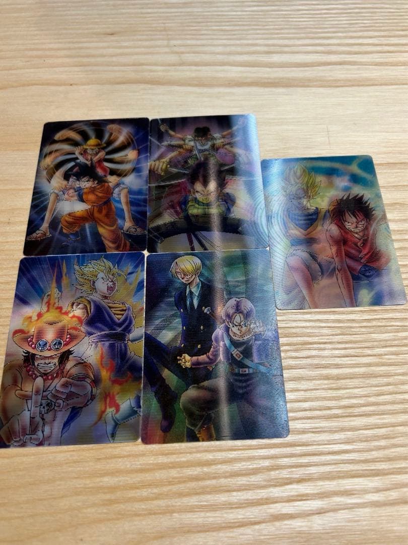 【コンプ】ジャンプ40周年3Dカード5枚セット　ドラゴンボール×ワンピースコラボ