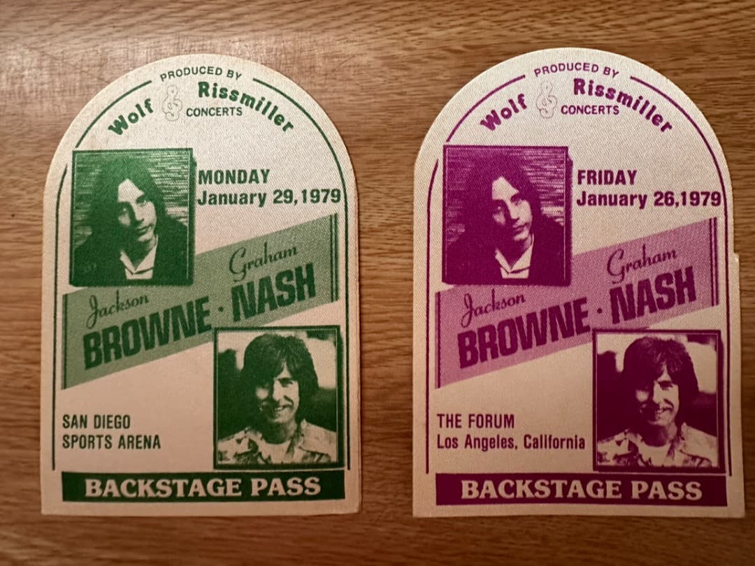 レア Jackson Browne Graham Nash Pass 1979