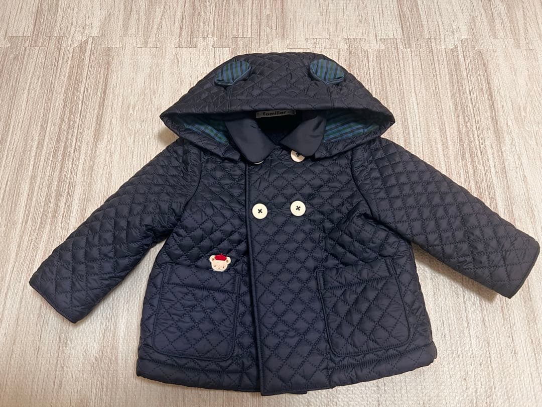 familiar ネイビー キルティングコート