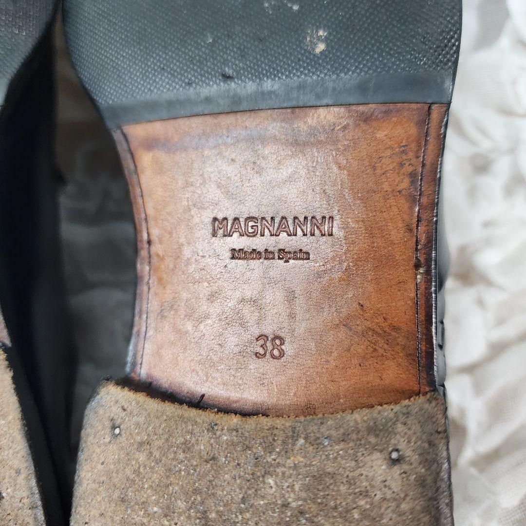 ☆ヤックル☆マグナーニ プレーントゥ イントレチャート レザー シューズ