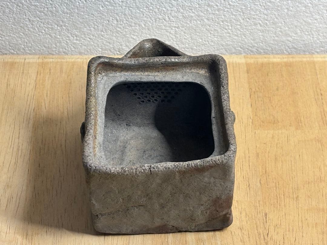 72.備前焼 宝瓶 登り窯 かに カニ 蟹 4角 手びねり 急須