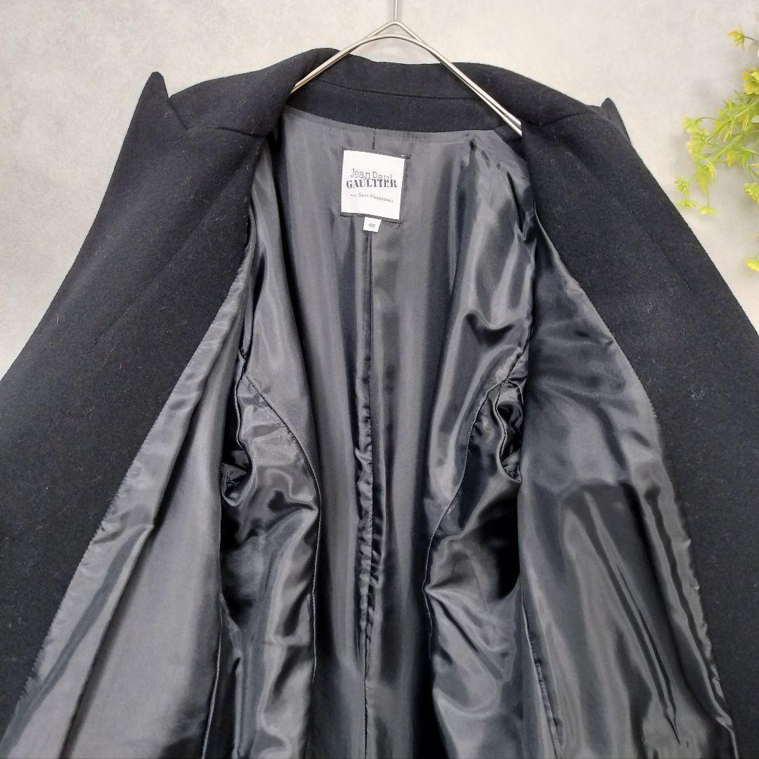 美品✨ジャンポールゴルチエ まち針刺繍 チェスターコート ブラック ウール
