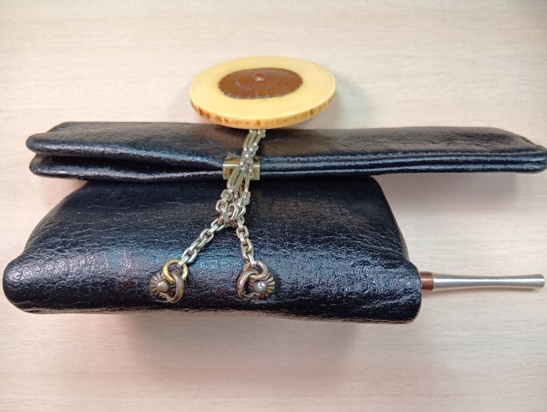 煙草入／天狗前金具／極上美品金工根付／２色煙管