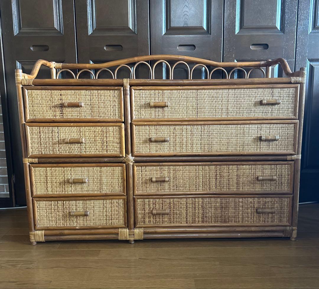 ラタン製チェスト　 8引き出し