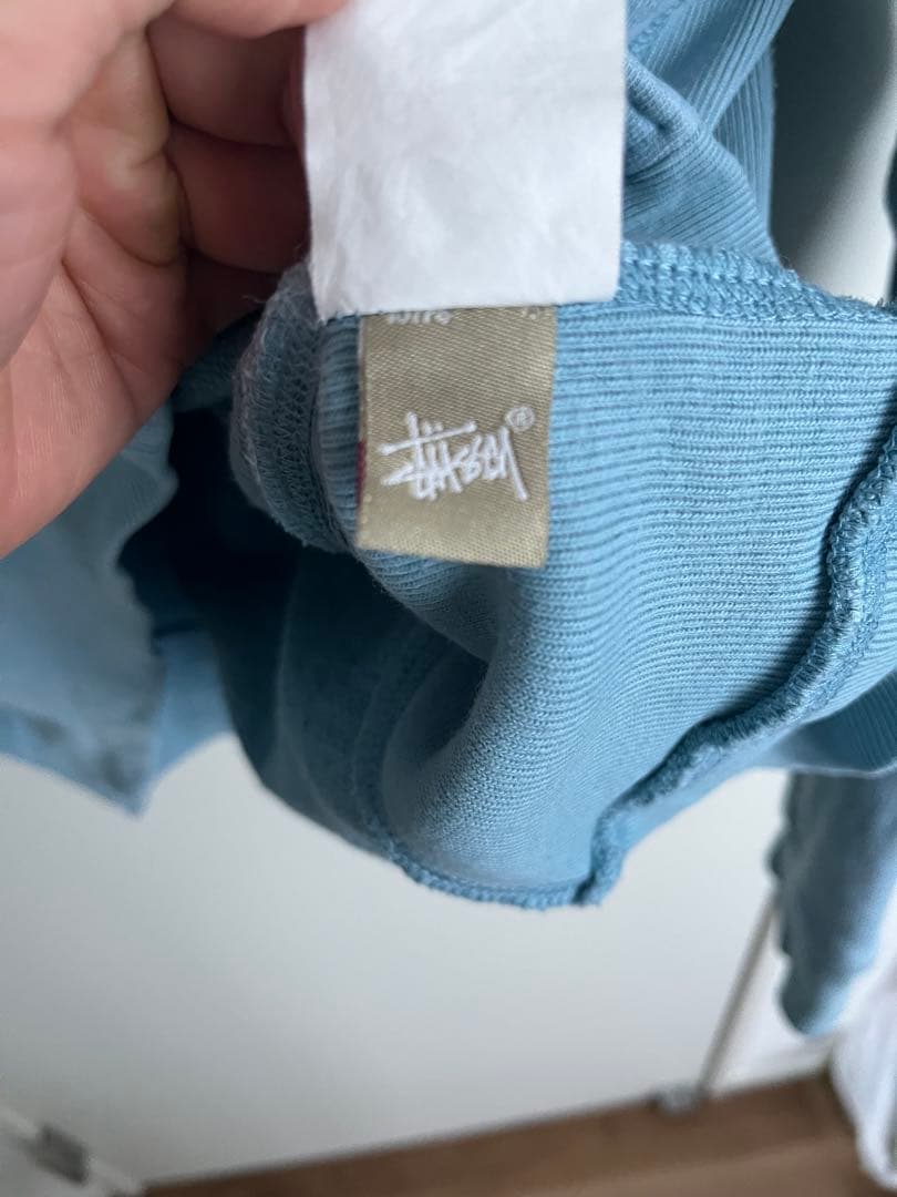 STUSSY ライトブルー ジップアップパーカー Lサイズ
