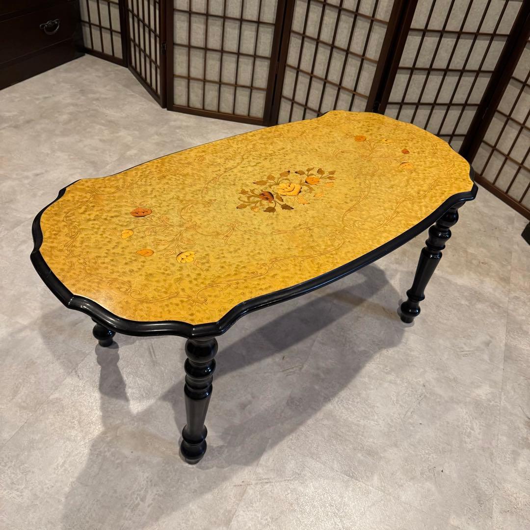 【イタリア製】ボタニカル柄 ローテーブル サイドテーブル 花柄