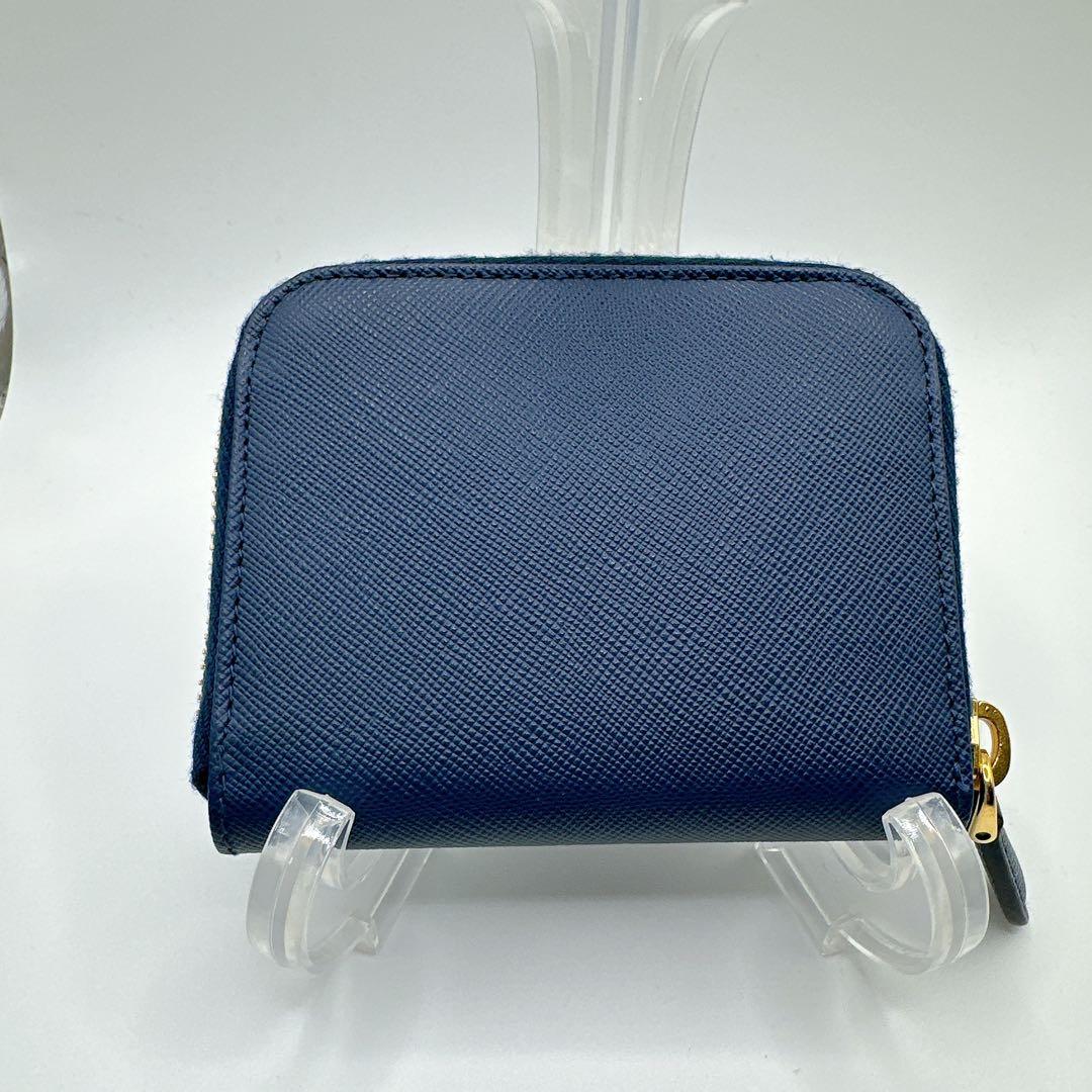 極美品✨PRADA ケース 三角ロゴ ラウンドジップ ミニ財布 サフィアー