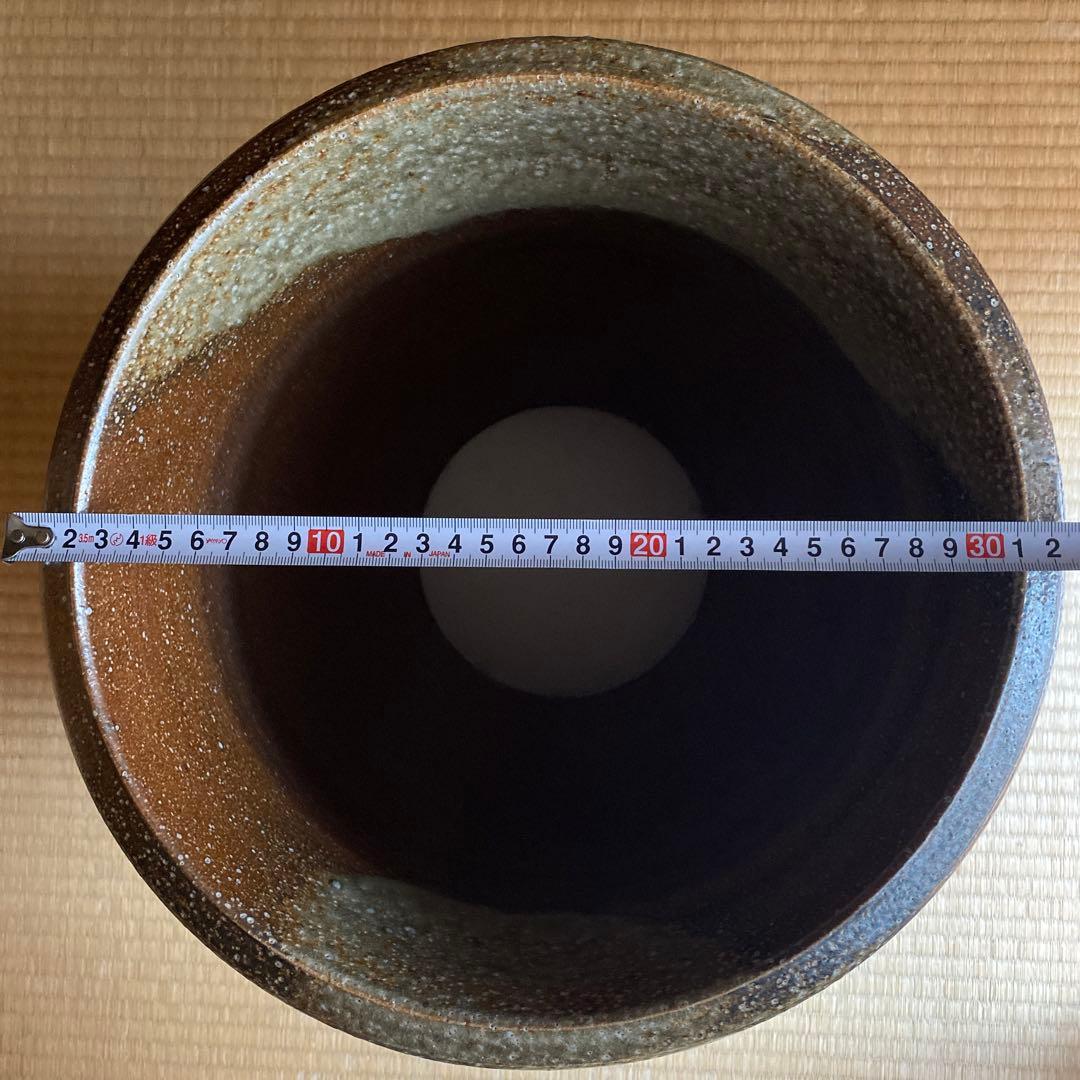 信楽焼き灰釉壷型陶器傘立て植木鉢