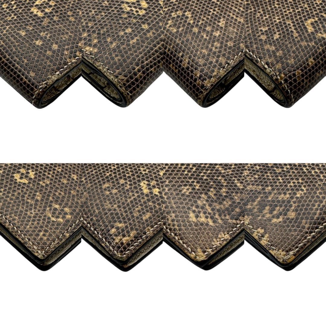 【極美品】エルメス ベアンコンパクト リザードレザー シルバー金具 □L刻印