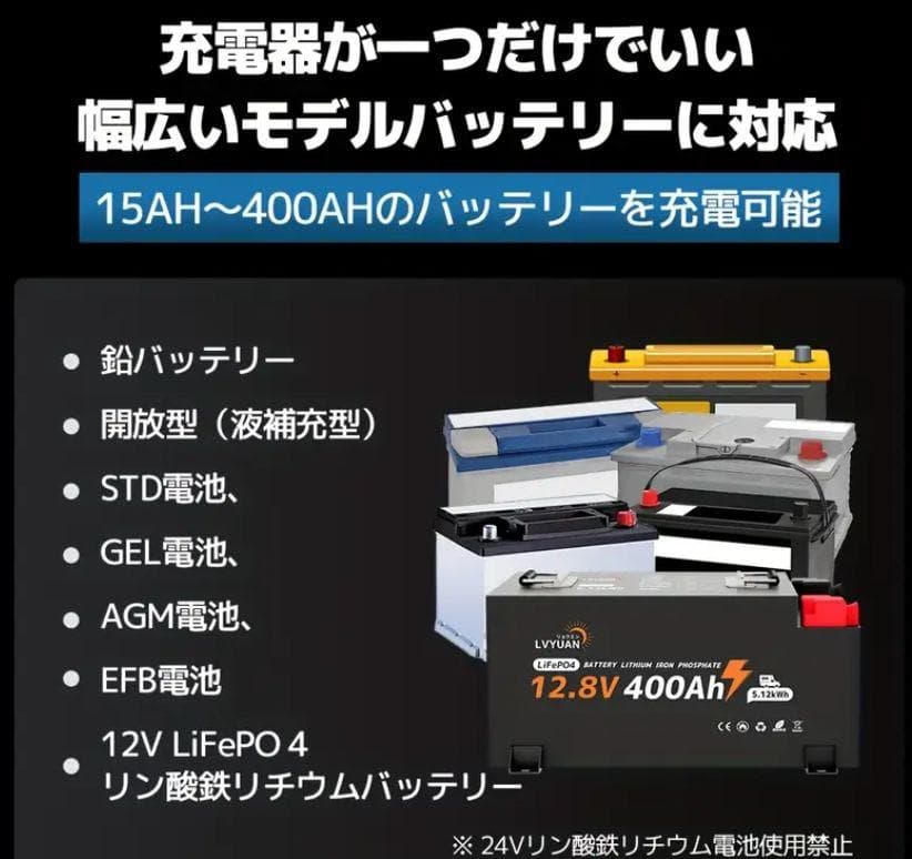 1103バッテリー充電器 40A 12V/24V鉛電池/12V LiFePO4