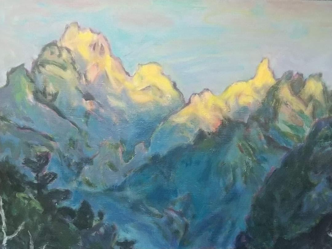 「朝陽」 明神岳 F10 油絵 絵画