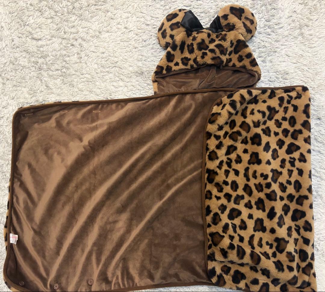 【レア】早い者勝ち♡ ミニー　ヒョウ柄　フード付き　ブランケット　ポンチョ