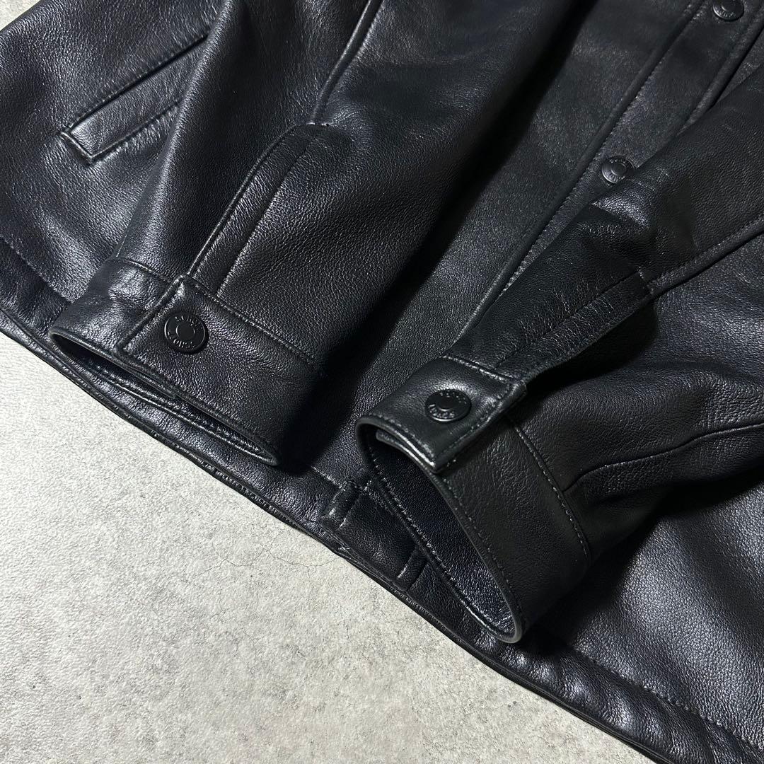 ほぼ未使用 Schott コーチジャケット レザーシャツ M 黒 ラムレザー