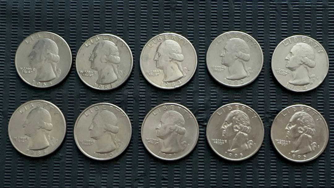 ワシントンクォーターダラー 25セント硬貨10枚