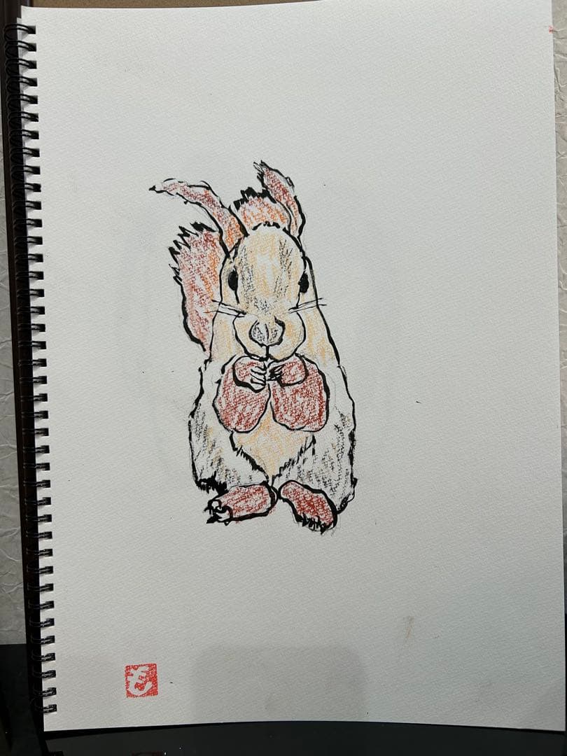 リス 手描きアート クレヨン