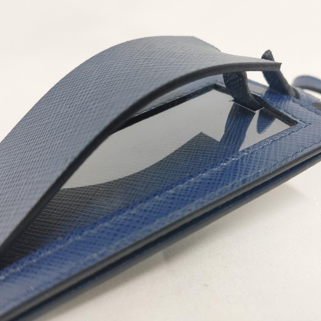 ○★新品 未使用 プラダ サフィアーノレザー ラゲッジタグ ネイビー ネームタグ