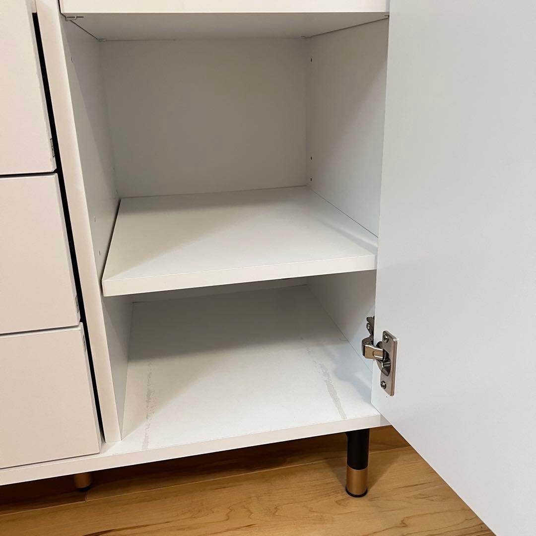 LOWYA サイドキャビネット サイドボード ホワイト×ゴールド