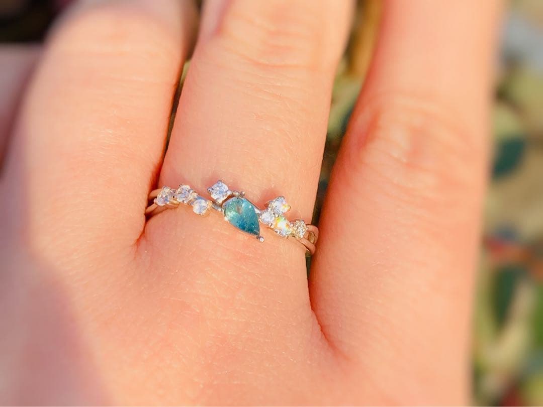 天然石　ブルーコーネルピン　ブルーグリーンコーネルピン　天然石リング