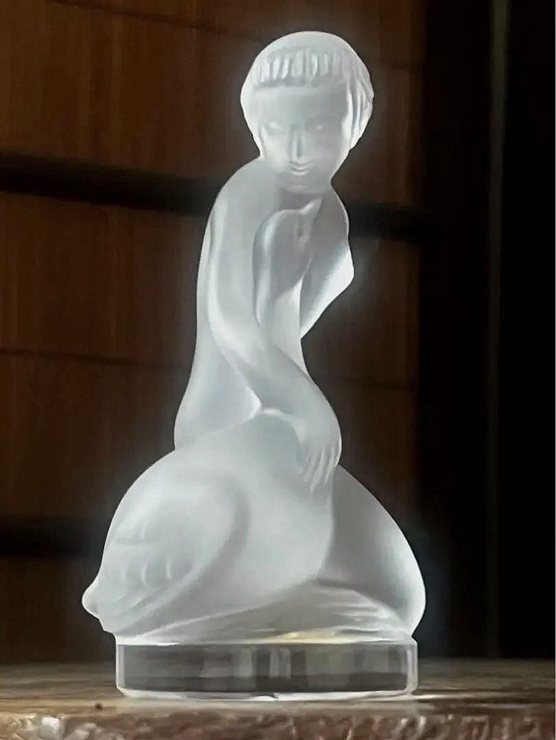 OLD LALIQUE フロストクリスタル女性像と白鳥