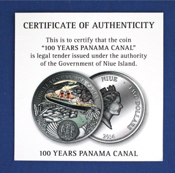 ngc 2014 ニウエ $2 パナマ運河記念日 PL69 世界500枚 銀貨