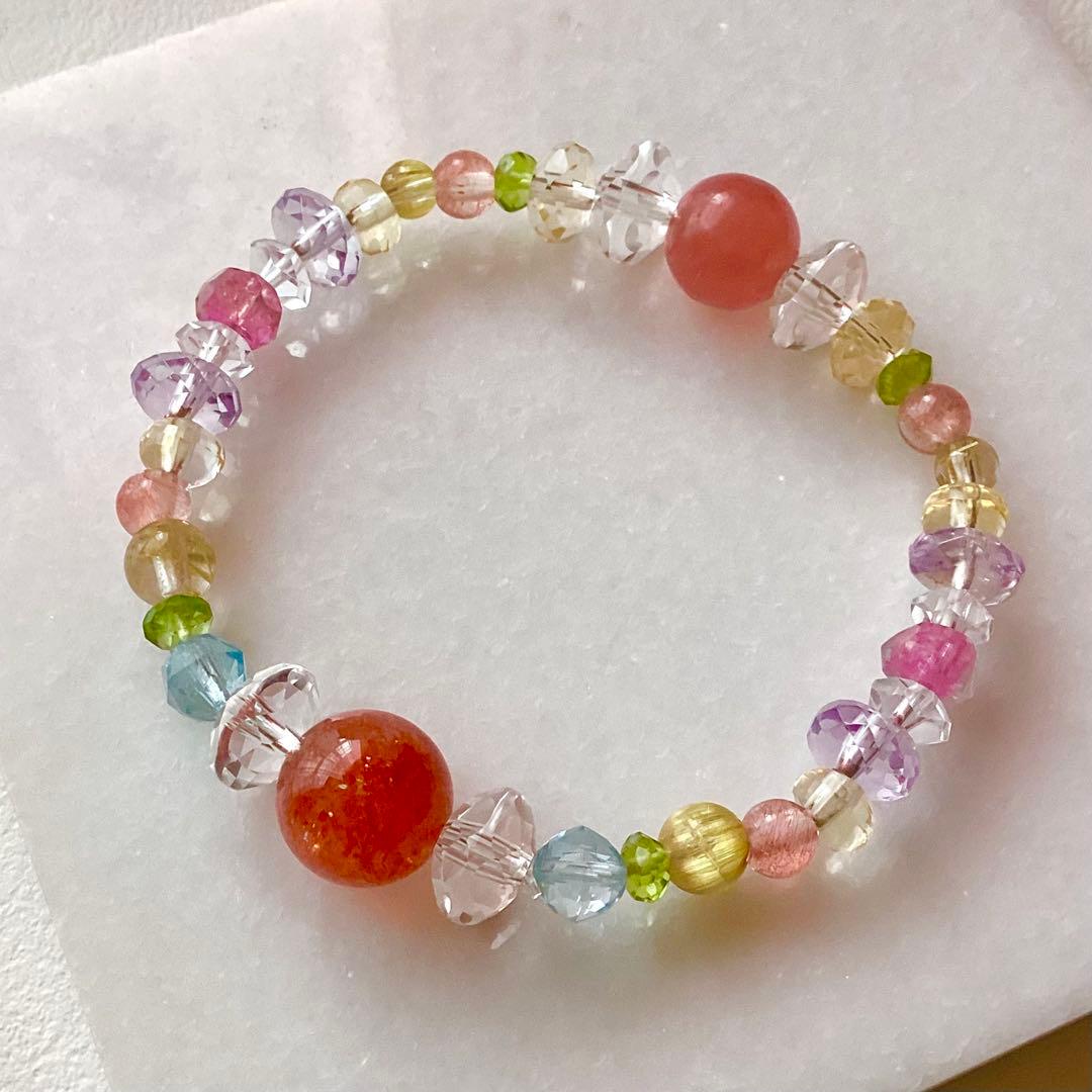 天然石★ブレスレット ストロベリークォーツ ♪ 373