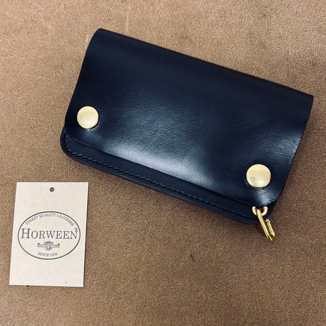 クロムエクセル　トラッカーウォレット　ミドル　黒　茶心　3層　HORWEEN